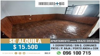 En Alquiler Apartamento de 1 Dormitorio con Patio  Brazo Oriental [upl. by Annabela]