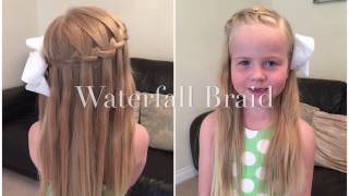 Simple Waterfall Braid Hair Tutorial by Two Little Girls Hairstyles [upl. by Waine]