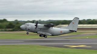 Alenia C27J Spartan Romanian Air Force departure at RAF Fairford RIAT 2019 AirShow [upl. by Enyedy710]