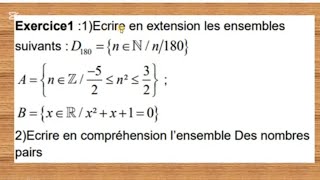 1BAC  EXERCICE CORRIGÉ ENSEMBLE ET APPLICATION SM ET SC EX [upl. by Lorrin]