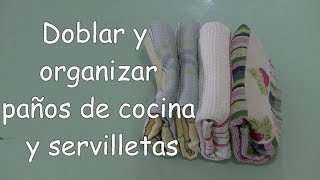 Cómo doblar paños de cocina y servilletas y organizar el cajón de la cocina Método del bolsillito [upl. by Sylram]