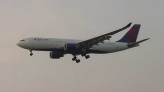 Delta A330200 landing at Hamburg Airport with LA Kings  Water Salute [upl. by Adlare]