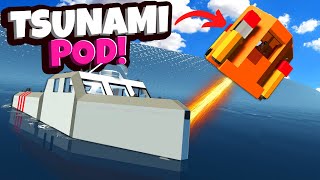 Using a NEW Tsunami Escape Pod to Survive Massive Waves in Stormworks Multiplayer [upl. by Meedan]