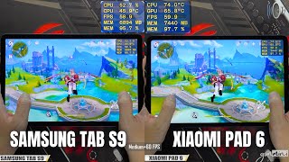 Xiaomi Pad 6 vs Samsung Tab S9 Snapdragon 870 Genshin Impact Gaming FPS Comaparison [upl. by Kerwinn]