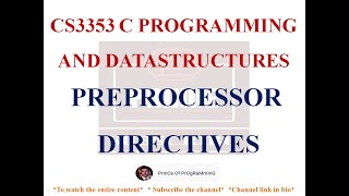 PREPROCESSOR DIRECTIVES NOTES  CS3353 C PROGRAMMING AND DATASTRUCTURES NOTES [upl. by Sargent164]