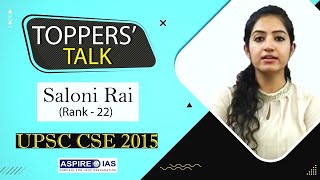 Saloni Rai  AIR 22  UPSC Toppers Talk  AspireIASofficial [upl. by Issi]