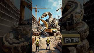 So scared 😱 Found a python wrapped tightly around my excavator youtubeshorts shorts animals [upl. by Adnohsak]