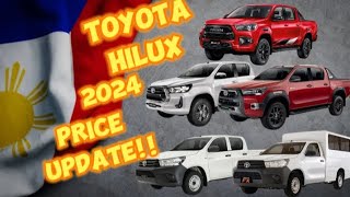 TOYOTA HILUX PRICE 2024 toyota philippines hilux [upl. by Idnem]