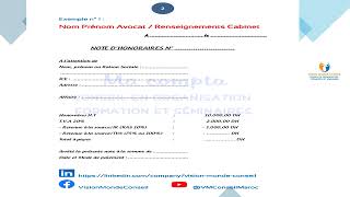 Exemples de note dhonoraires dAvocat au Maroc Avec Retenue à la Source  IR et TVA [upl. by Sell404]