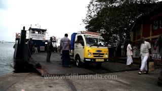 Ferry carrying buses and people in Kochi [upl. by Ahsoyek]