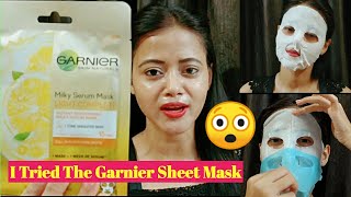 Garnier Serum Mask For Dark Spots  Garnier Sheet Mask Honest Review [upl. by Bonneau]