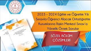 Merkezî Sınava Yönelik Örnek Sorular Çözümleri 2023  2024 1 Dönem  SÖZEL BÖLÜM [upl. by Onateag]