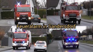 Brand Gebäude  Rundhauber  Einsatzfahrten von 4 Feuerwehren zum Gebäudebrand nach Sandersdorf [upl. by Congdon773]