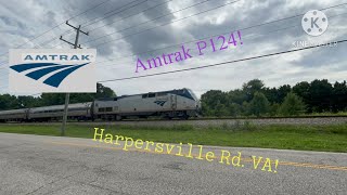 Amtrak P124 Passing Harpersville Rd Crossing in Hampton VA [upl. by Neveda]