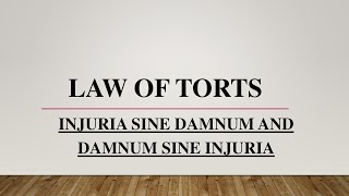 Law of Torts  Injuria sine damnum and Damnum sine injuria  Introduction of Torts  Law Lectures [upl. by Atsirhcal231]