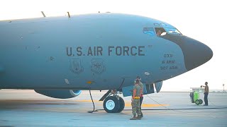 The First Aircraft to Aircraft Ground Refueling in Several Decades at AlUdeid Air Base Qatar [upl. by Brenner]