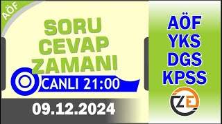 09 12 2024  PAZARTESİ 2100  Canlı Soru Cevap Zamanı  Kamu Personel AlımAçıköğretim DGS KPSS YKS [upl. by Innavoig]