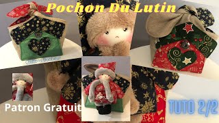 coudre un pochon noeud avec appliqué maison tuto 22 cours couture complet option lutin amovible [upl. by Suivatal677]