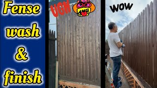 Washing fence with soap and bleach Then dry and coat with stain sealer Soft washing [upl. by Meikah]