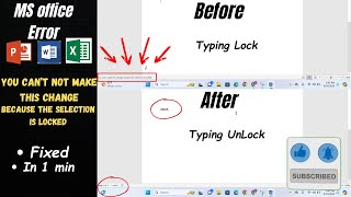 How to Fix “You can’t make this changes because the selection is locked”  MS office Error [upl. by Ondrea]