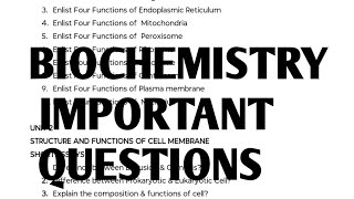 BIOCHEMISTRY Important questionsBsc nursing biochemistry important questionsbscnursingexamsrguhs [upl. by Lacombe]