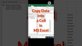 Copy Data into a Cell in MS Excel excel exceltips shorts shortfeed exceltricks [upl. by Fessuoy]