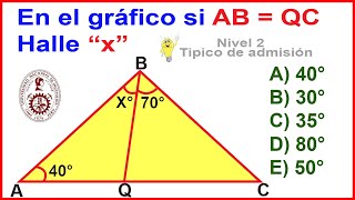 CONGRUENCIA DE TRIANGULOS NIVEL INTERMEDIO ADMISION UNI GEOMETRIA [upl. by Wolfram]