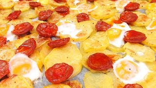 Patatas al Horno con Huevo y Chorizo  Súper Rápidas [upl. by Haiacim43]