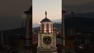 Tower clock Bitola autumn travel drone dji landscape [upl. by Yesac]