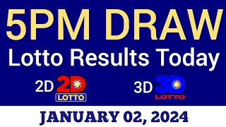 Lotto Result Today 5pm Draw January 2 2023 Swertres Ez2 Stl PCSO [upl. by Ehgit]