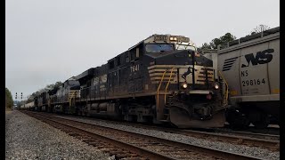 NS Stack Train 213 With NS Leader 7641 At Charlotte NC On The NS Charlotte Mainline 122021 [upl. by Combs]