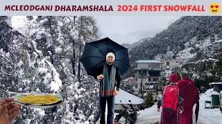 Snowfall in Mcleodganj 😍Dharamshala 2024 first snowfall  Himachal Pradesh [upl. by Arihsaj]