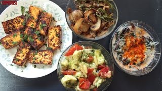 4 Easy Vegetarian Keto Snacks  Caprese  Sauteed Mushrooms  Creamed Spinach  Lemon Pepper Paneer [upl. by Utta]