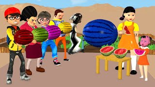 Scary Teacher 3D vs Squid Game Enlarge Rainbow Watermelon 5 Times Challenge Does Miss T To Win [upl. by Altman]