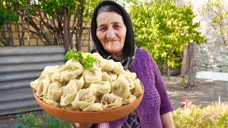 Grandma Prepared The Most Delicious Georgian Khinkali Georgian Dumplings Outdoor Cooking [upl. by Sheelagh]