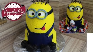 Minions Torte 3D Sahne Torte Anleitung ohne Fondant [upl. by Cira]