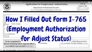 Part 3 Adjustment of Status Form I765 [upl. by Teleya]