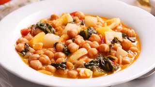 Garbanzos con Bacalao y Espinacas  Potaje Fácil Rápido y Delicioso [upl. by Kimmy]