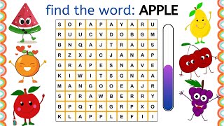 Fruits Word Search Game  Find the words in the word search  English Words  Fun Learning Videos [upl. by Towbin]