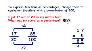 Write fractions as percentages [upl. by Ylurt848]