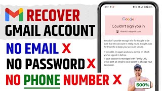 How To Recover Gmail Account Without Phone Number And Recovery Email 2024  Google Account Recovery [upl. by Essirehs276]