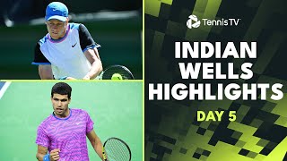 Alcaraz amp Sinner Headline Tsitsipas Tiafoe Rublev Feature  Indian Wells 2024 Day 5 Highlights [upl. by Blumenthal298]