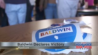 Baldwin delivers victory speech Hovde not yet conceded [upl. by Enytsirhc]