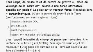 cours seconde  ch8 la gravitation universelle  II1 le vecteur poids [upl. by Cherian]