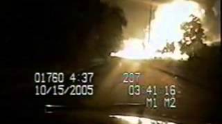 Texarkana Train Explosion and Massive Fireball on Police Dashcam  October 2005 [upl. by Anisor643]