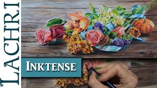 Inktense Fall Flowers painting demonstration w Lachri [upl. by Jemine891]