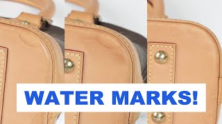 Removing WATER MARKS on Louis Vuitton Alma BB Natural Cowhide Leather [upl. by Peonir]