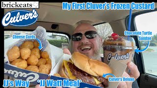 Culvers NEW JJs Way REVIEW Deluxe Burger Cheese Curds Root Beer amp Turtle Sundae brickeats [upl. by Schmitt]