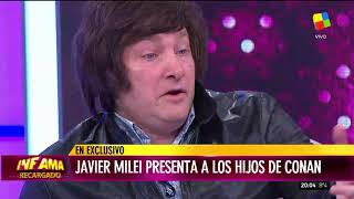 Javier Milei presentó a quothijoquot Conan y a sus quotnietosquot de cuatro patas en Infama Recargado [upl. by Malkah]