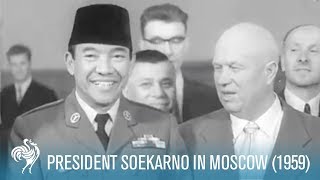 President Soekarno of Indonesia in Moscow 1959  British Pathé [upl. by Cristiona342]